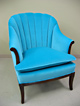 Chair and custom built ottoman in blue velvet